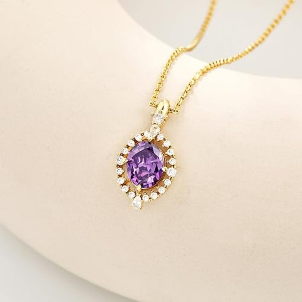 Neiman Marcus 18k Gold Plated Purple Forever Eye Necklace - Picture 1 of 5